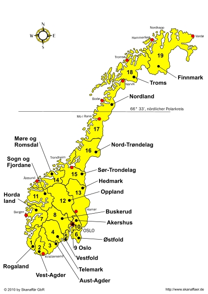 Provinzenkarte Norwegen Kostenlos Skanaffaer De
